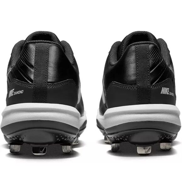 New Nike Men's Alpha Huarache Varsity 4 Metal Baseball Cleats black white - Picture 4 of 8